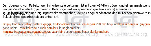 Entlüftungsleitung tercüme örneği