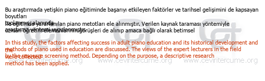 Yetişkinlerde Piano Eğitimi- Piano Education In Adults tercüme örneği