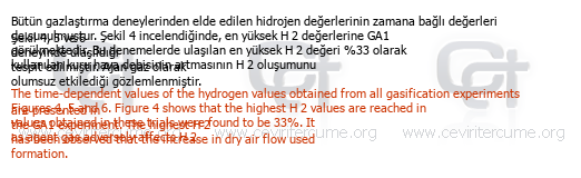 hydrojen production tercüme örneği