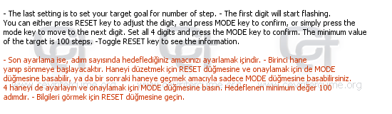 Use of Pedometer / Adım Ölçerin Kullanımı tercüme örneği