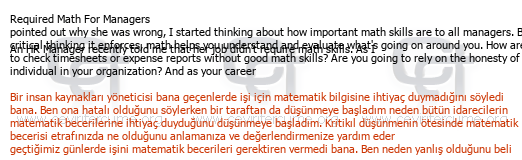 Required Math For Managers tercüme örneği